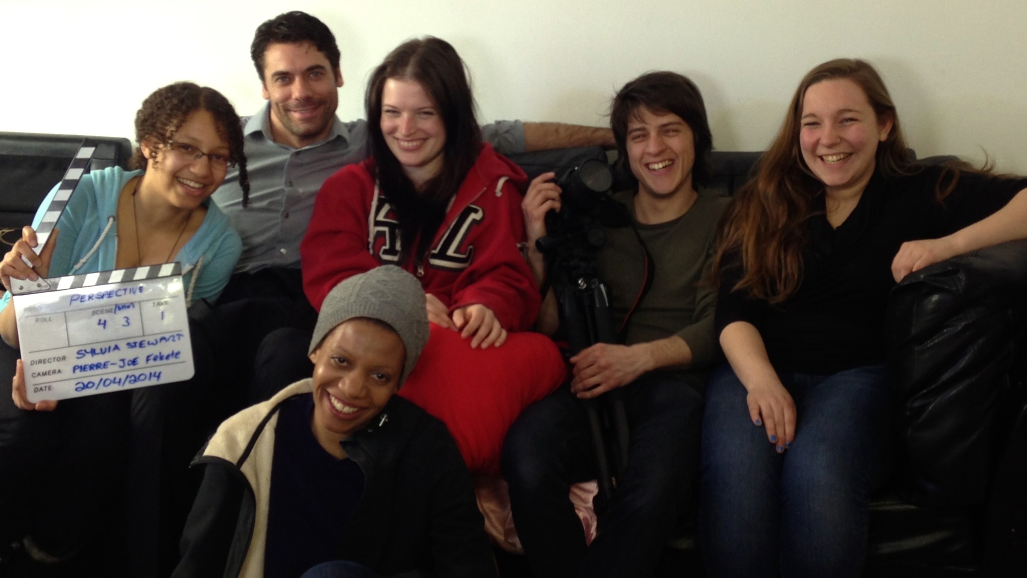 Cast and Crew of HER PERSPECTIVE (2014) (Left to right) Sage Stewart-La Bonté, Chris Blais, Melissa Couto, Sylvia Stewart, Pierre-Joe Fekete, Jaelle Dutremble-Rivet.