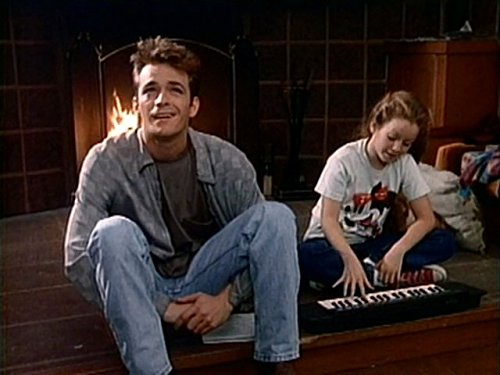 Still of Luke Perry and Johna Stewart-Bowden in Beverli Hilsas, 90210 (1990)
