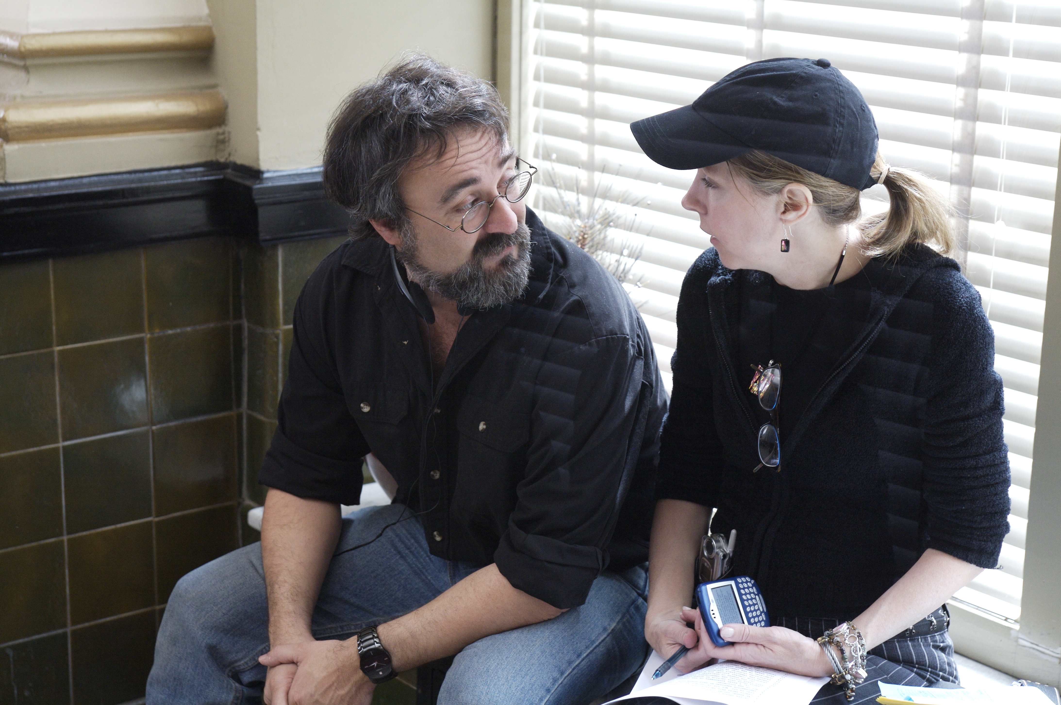 Writer-Director Michael Stokes and Producer Sally Helppie on the set of THE BEACON.