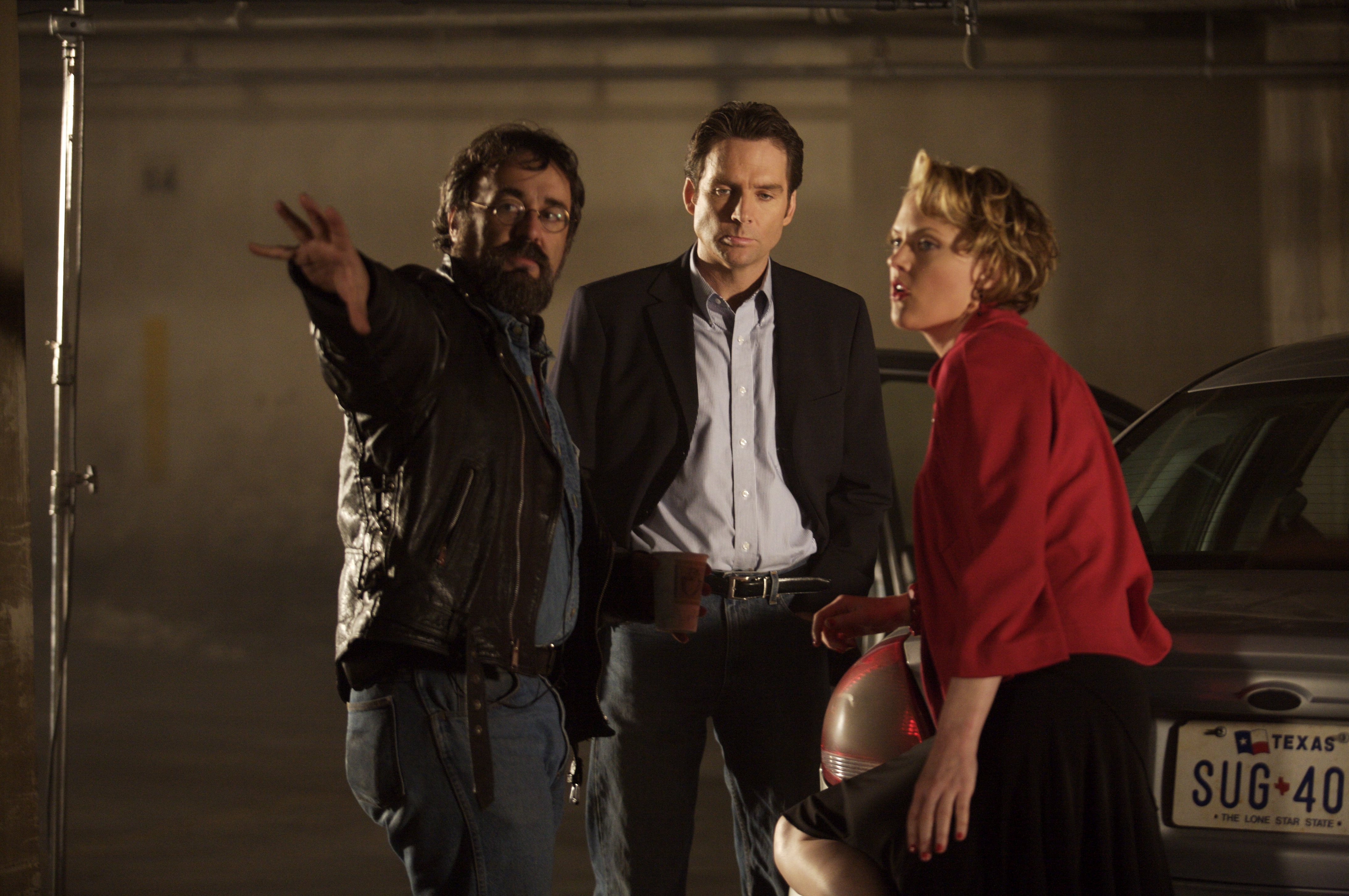 Writer-Director Michael Stokes blocks out a scene from THE BEACON with David Rees Snell and Elaine Hendrix.