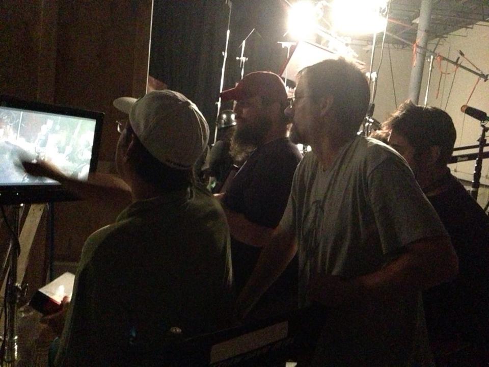 Jeff Stolhand with Zane Rutledge and Matt Joyce on the set of Rain.
