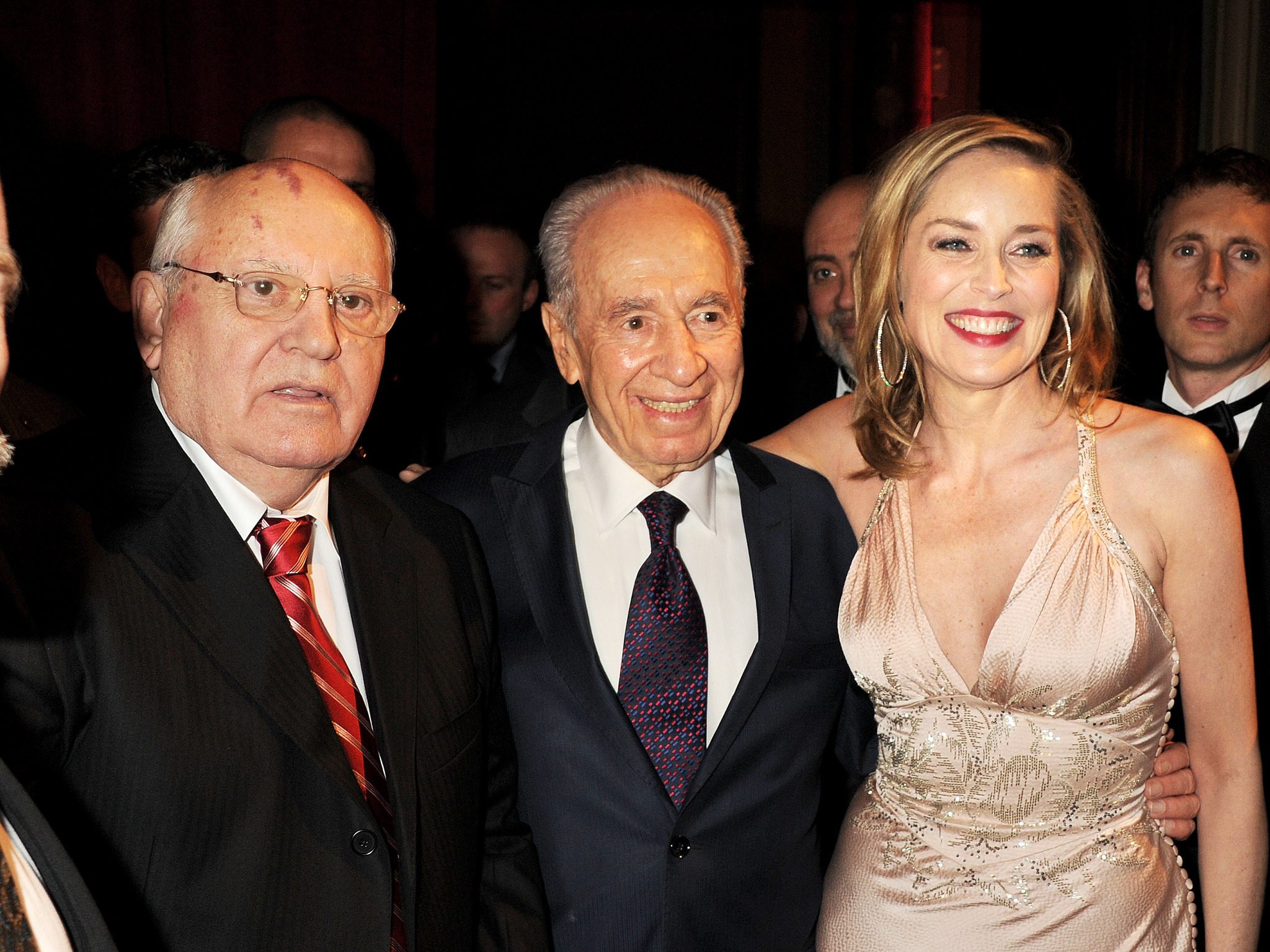 Sharon Stone, Mikhail Gorbachev and Shimon Peres