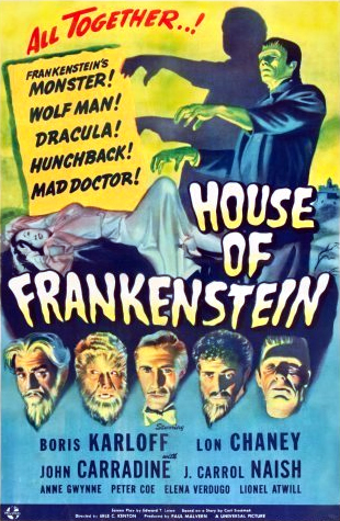 Boris Karloff, John Carradine, Lon Chaney Jr., J. Carrol Naish and Glenn Strange in House of Frankenstein (1944)