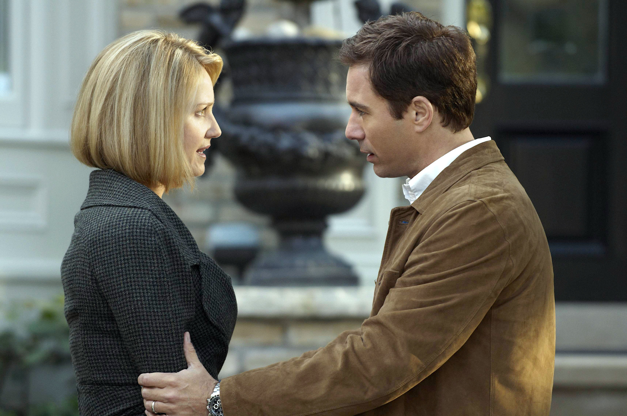 Still of Eric McCormack and Sherry Stringfield in Who Is Clark Rockefeller? (2010)