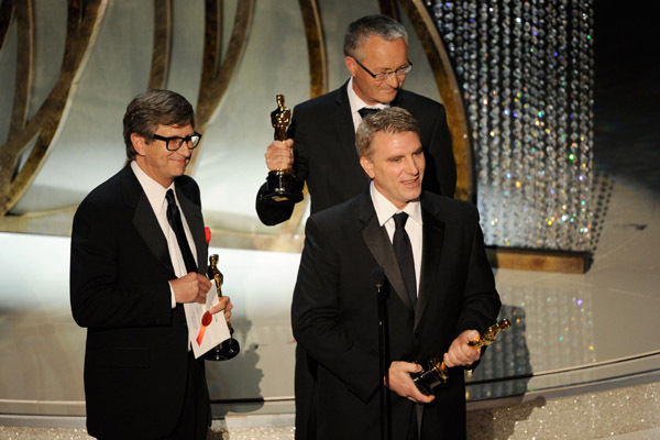Rick Carter, Kim Sinclair and Robert Stromberg at event of The 82nd Annual Academy Awards (2010)