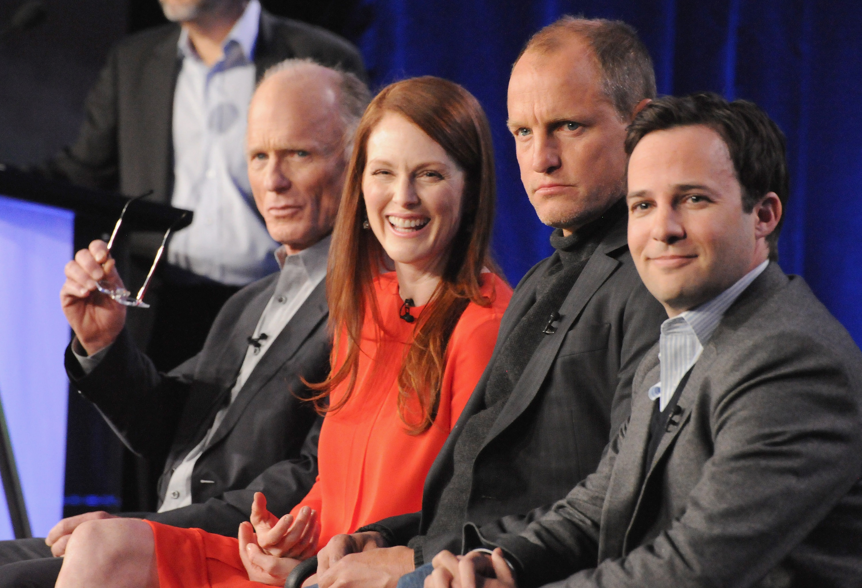Ed Harris, Julianne Moore, Woody Harrelson and Danny Strong at TCA Game Change panel.
