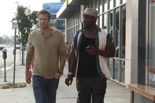 Still of Michael Clarke Duncan and Geoff Stults in The Finder (2012)