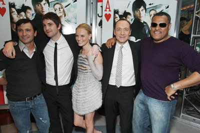 Kevin Spacey, Laurence Fishburne, Kate Bosworth, Robert Luketic and Jim Sturgess at event of 21 (2008)