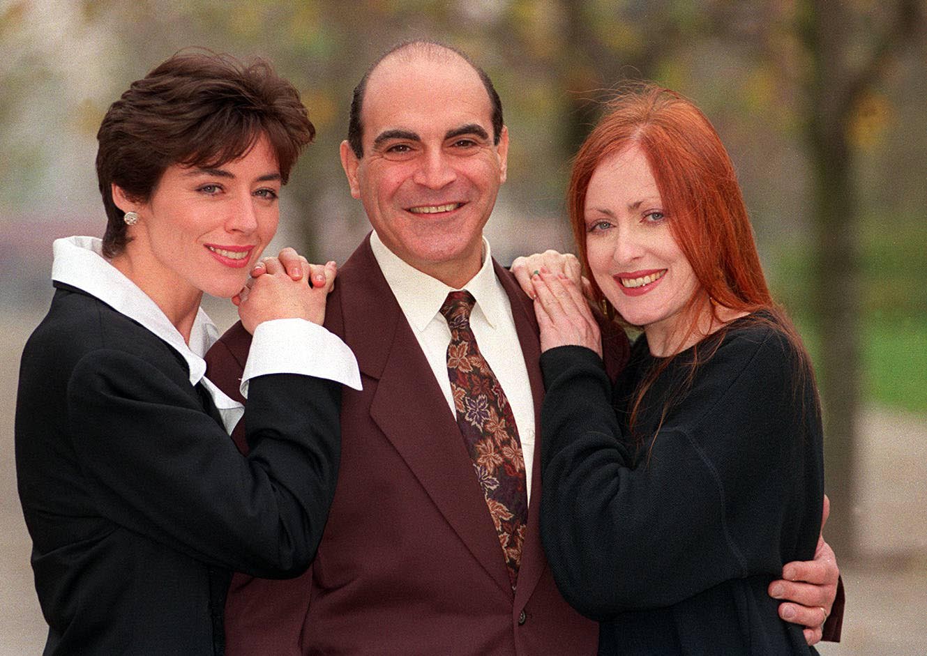 Pauline Moran, Jacinta Mulcahy and David Suchet in Agatha Christie's Poirot (1989)