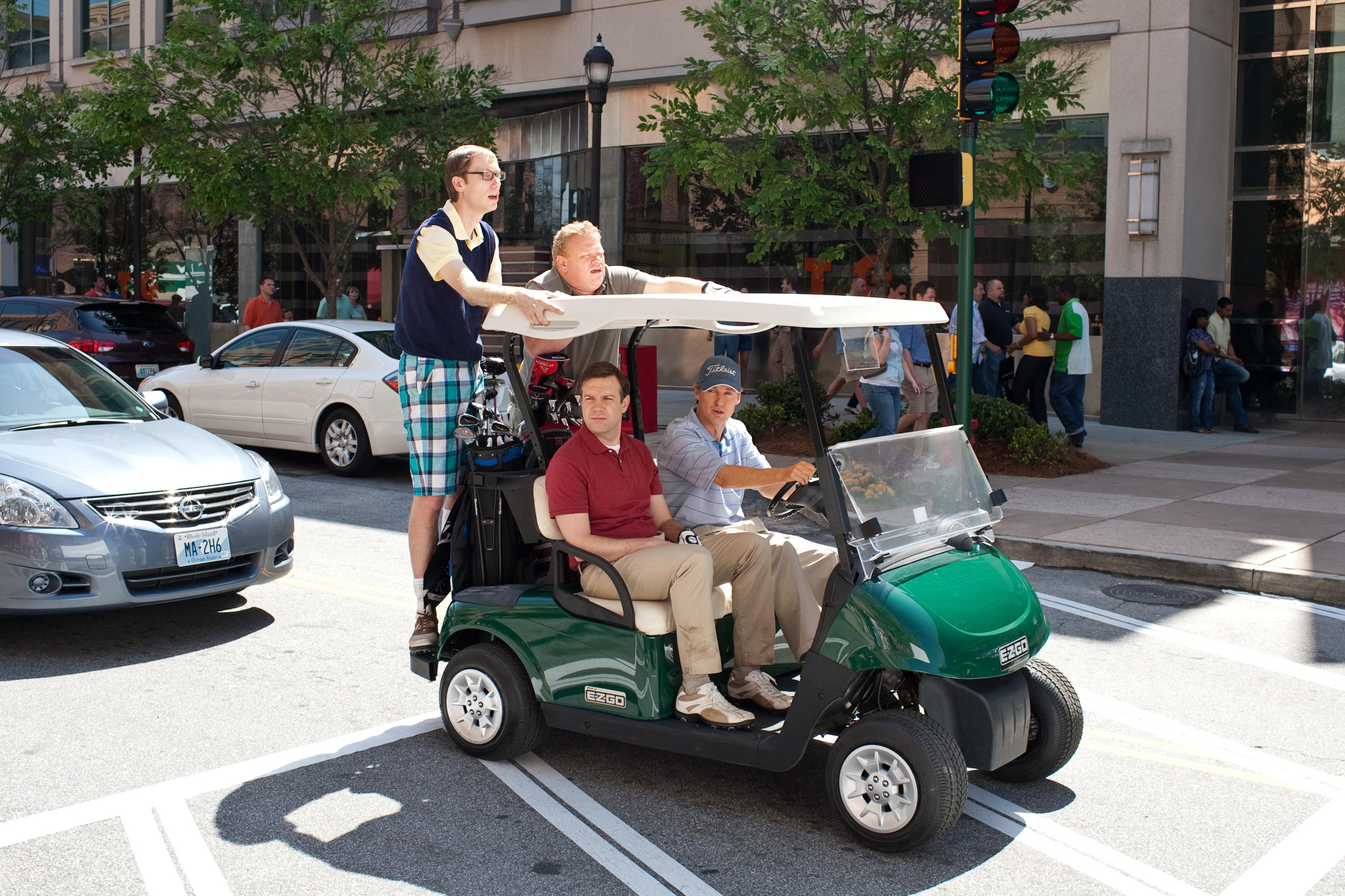 Still of Owen Wilson, Larry Joe Campbell, Stephen Merchant and Jason Sudeikis in Savaite be zmonu (2011)