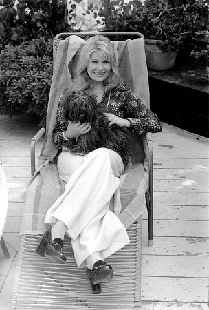 Loretta Swit at home with her dog, 1973