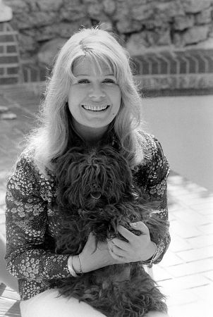 Loretta Swit at home with her dog, 1973