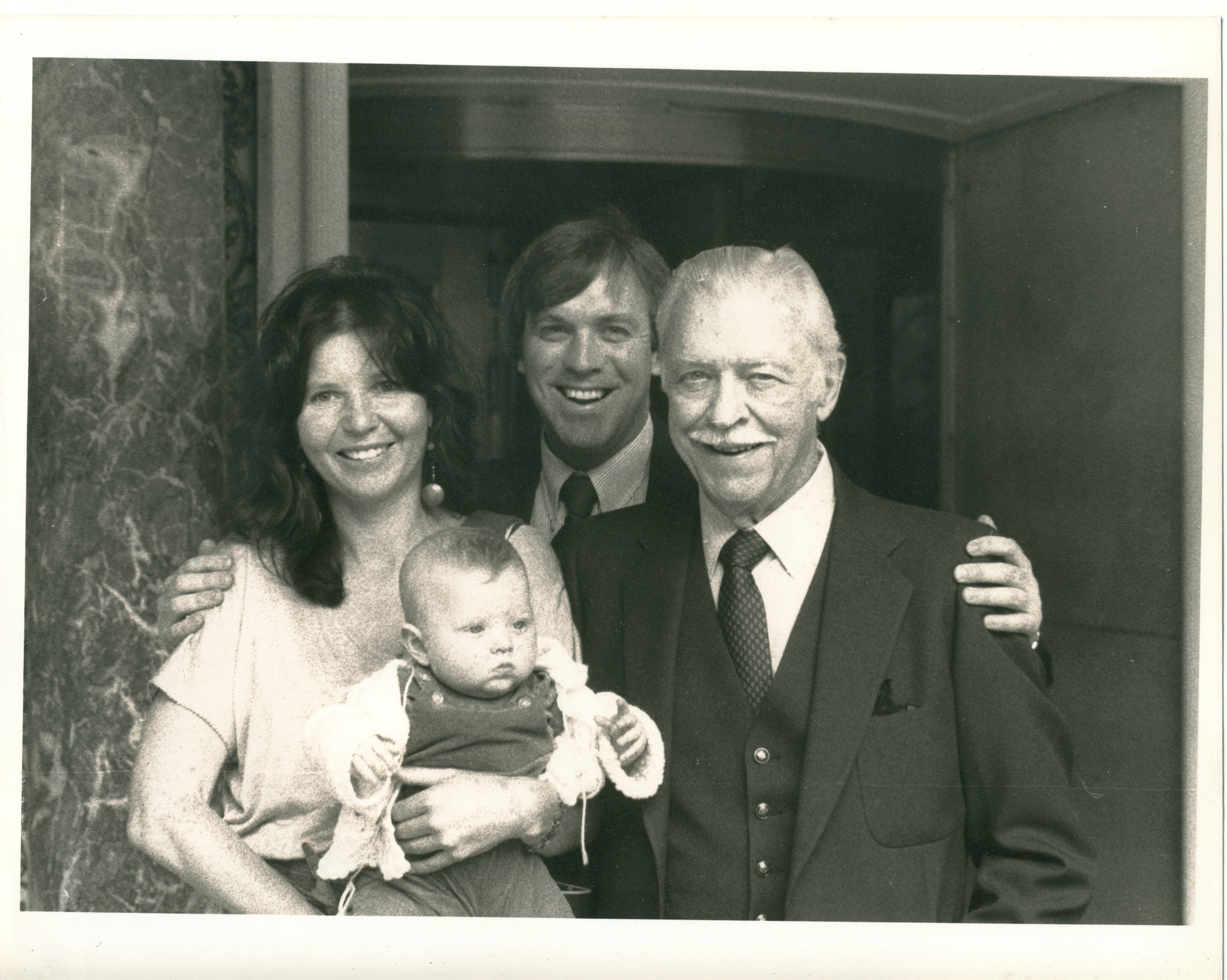 Lyle Talbot (right), 81, with son Stephen Talbot, daughter-in-law Pippa Gordon and granddaughter Caitlin Talbot. New York, May 4, 1983, after receiving a George Foster Peabody Award for 