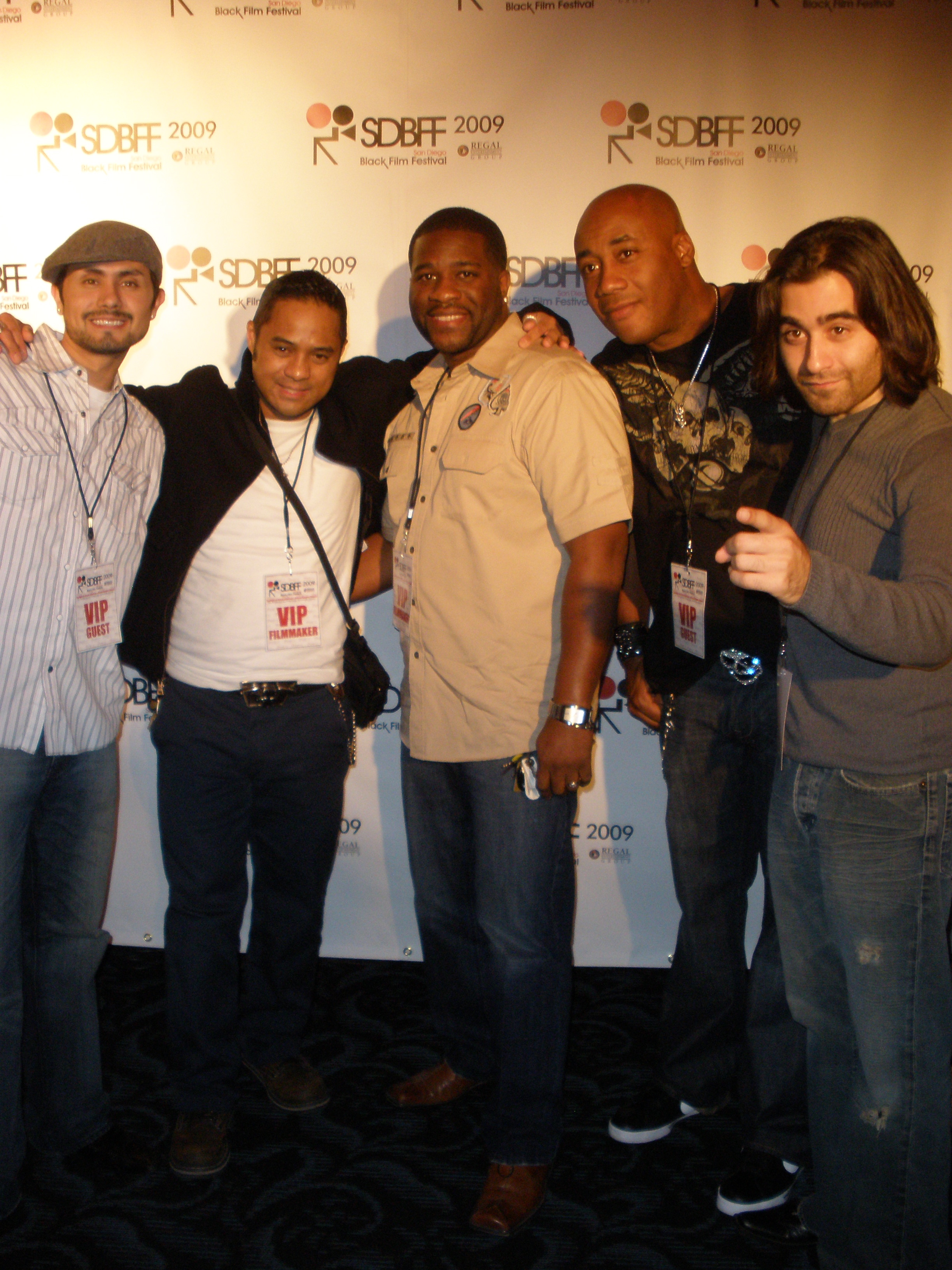 Jai Bugarin, Tyrone Tann, Omega Kayne, John Attles, and Nicolas Valentin attending the San Diego Black Film Festival.
