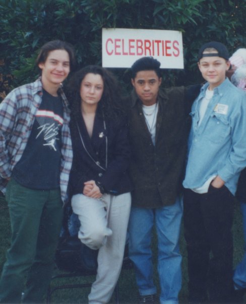 Actor Friends; Tobey Maguire, Sara Gilbert, Tyrone Tann, and Leonardo Dicaprio attending Charity Event.