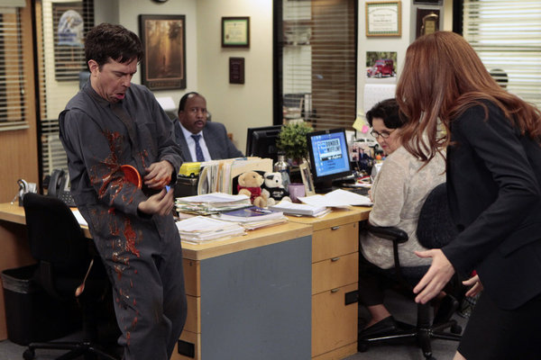 Still of Phyllis Smith, Catherine Tate, Ed Helms and Leslie David Baker in The Office (2005)