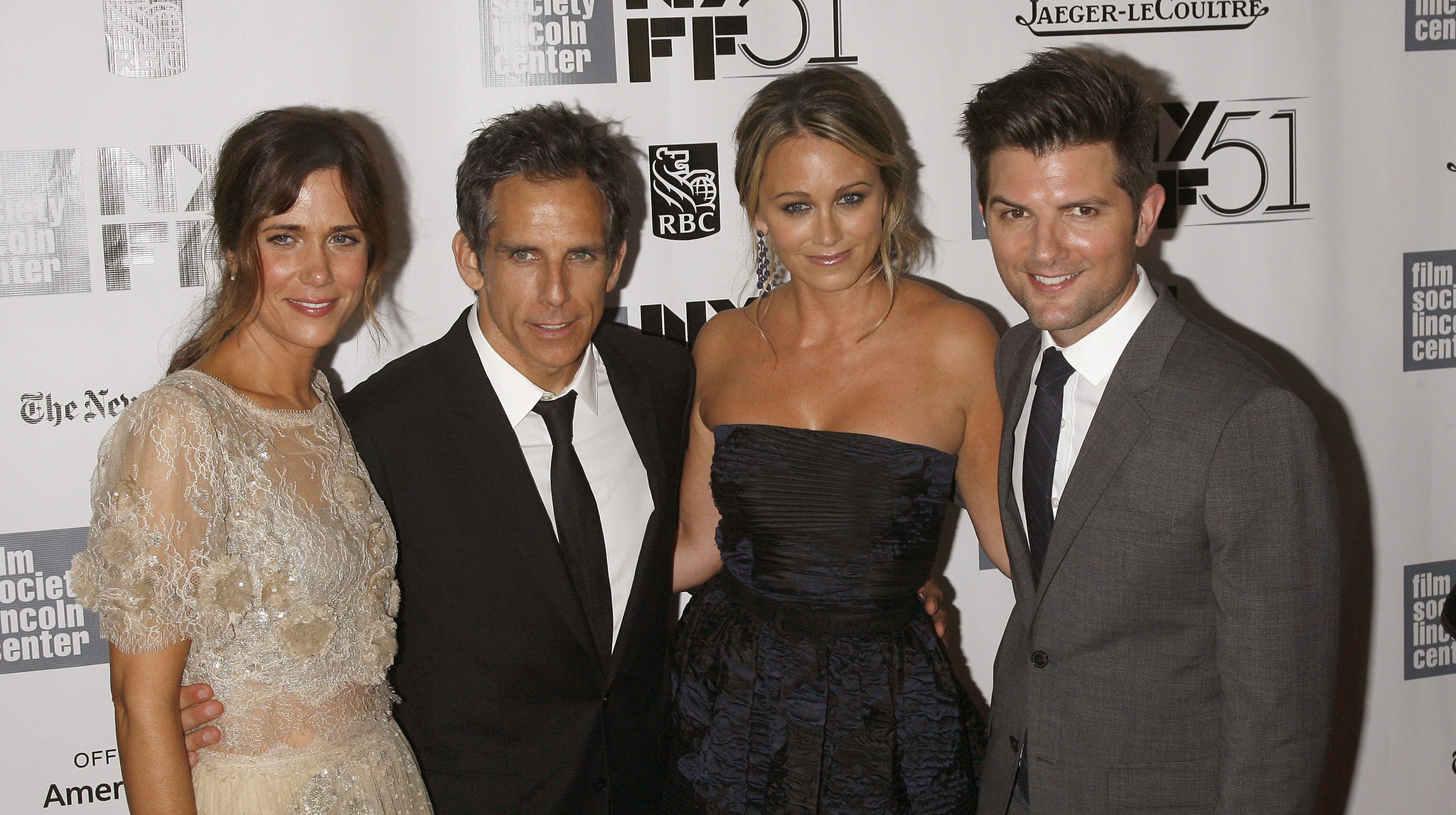 Ben Stiller, Adam Scott, Christine Taylor and Kristen Wiig at event of Volterio Micio slaptas gyvenimas (2013)
