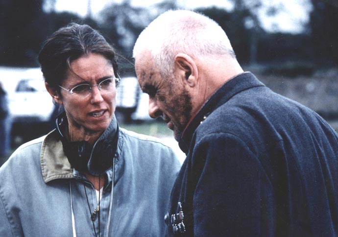 Director Julie Taymor and Anthony Hopkins