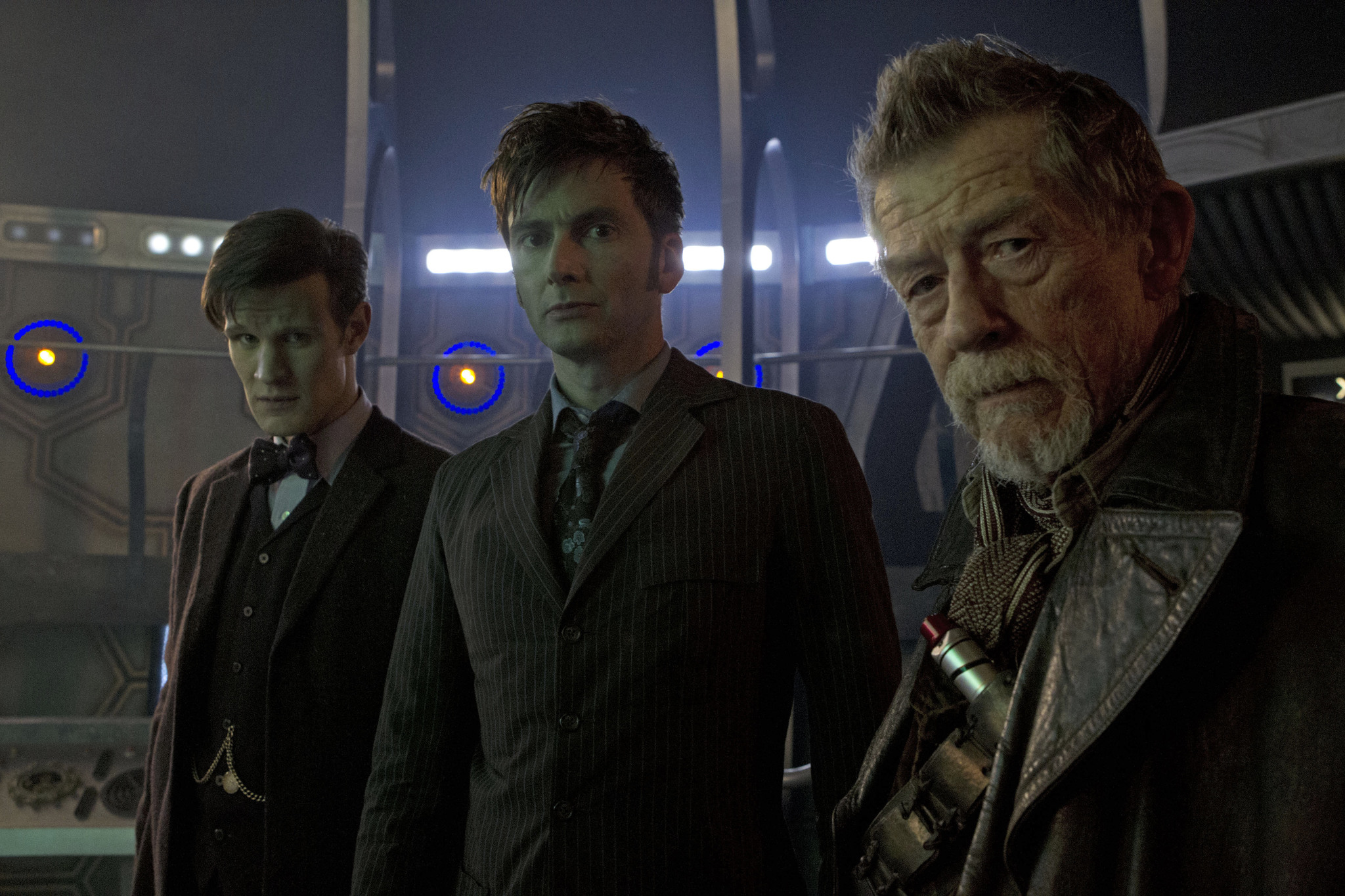 Still of John Hurt, David Tennant and Matt Smith in Doctor Who: The Day of the Doctor (2013)