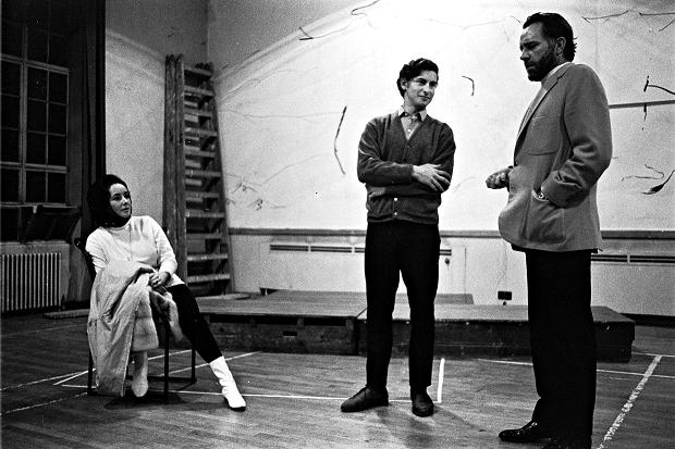 Elizabeth Taylor, Andreas Teuber, Richard Burton In Rehearsal for stage version of DR. FAUSTUS.
