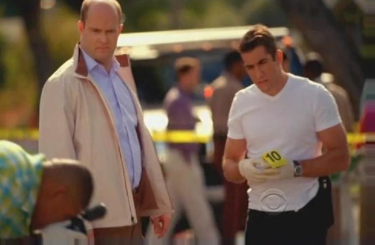 Omar Benson Miller, Andrew Thacher, and Jonathan Togo in a still from CSI: Miami