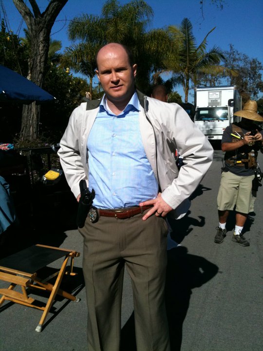 Andrew Thacher on the set of CSI: Miami in Long Beach