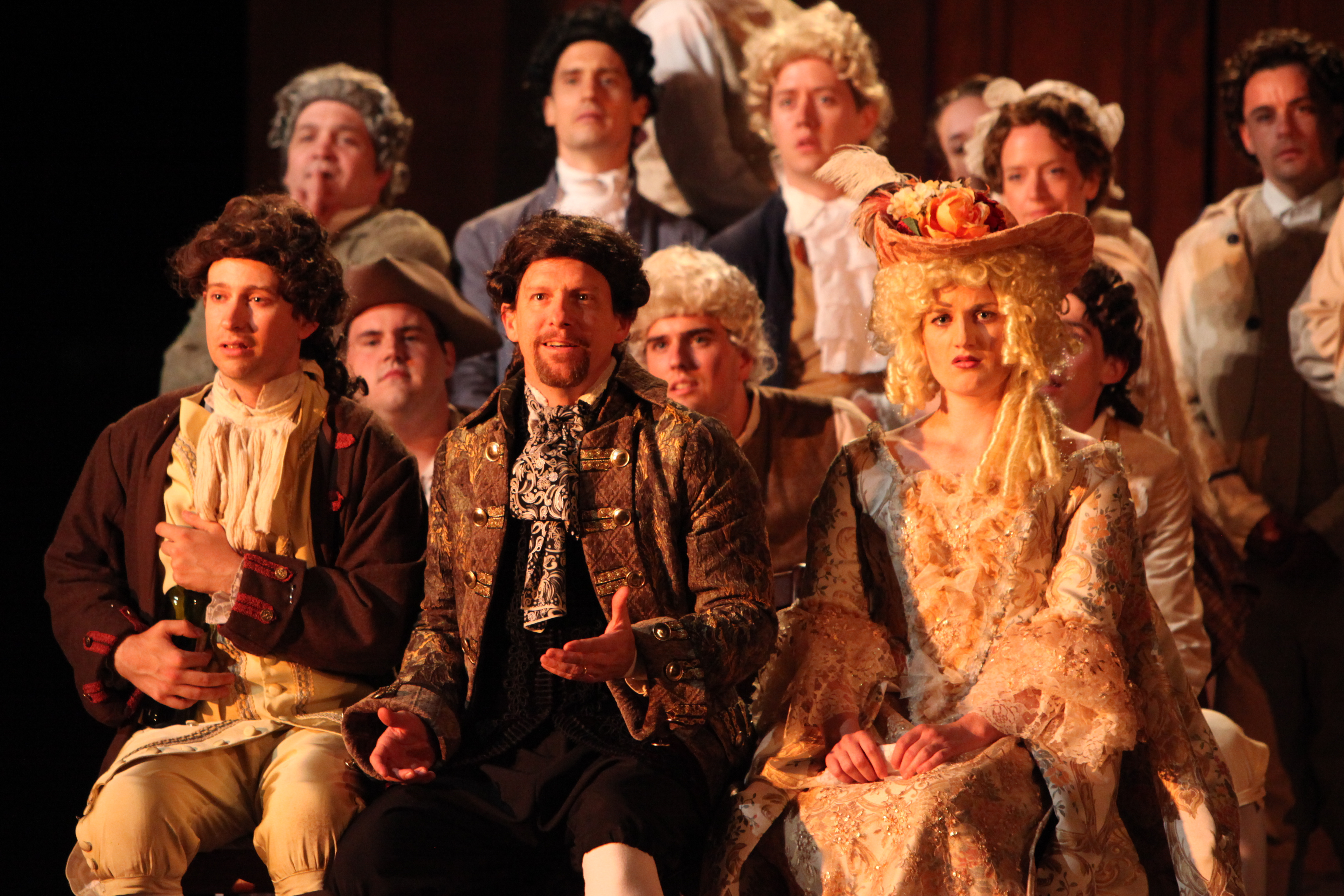 Kevin Theis (center) as Antonio Salieri in the Oak Park Festival Theatre's production of 