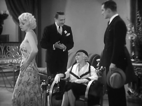 Still of Jean Harlow, Walter Byron, Mae Clarke and Jameson Thomas in Three Wise Girls (1932)