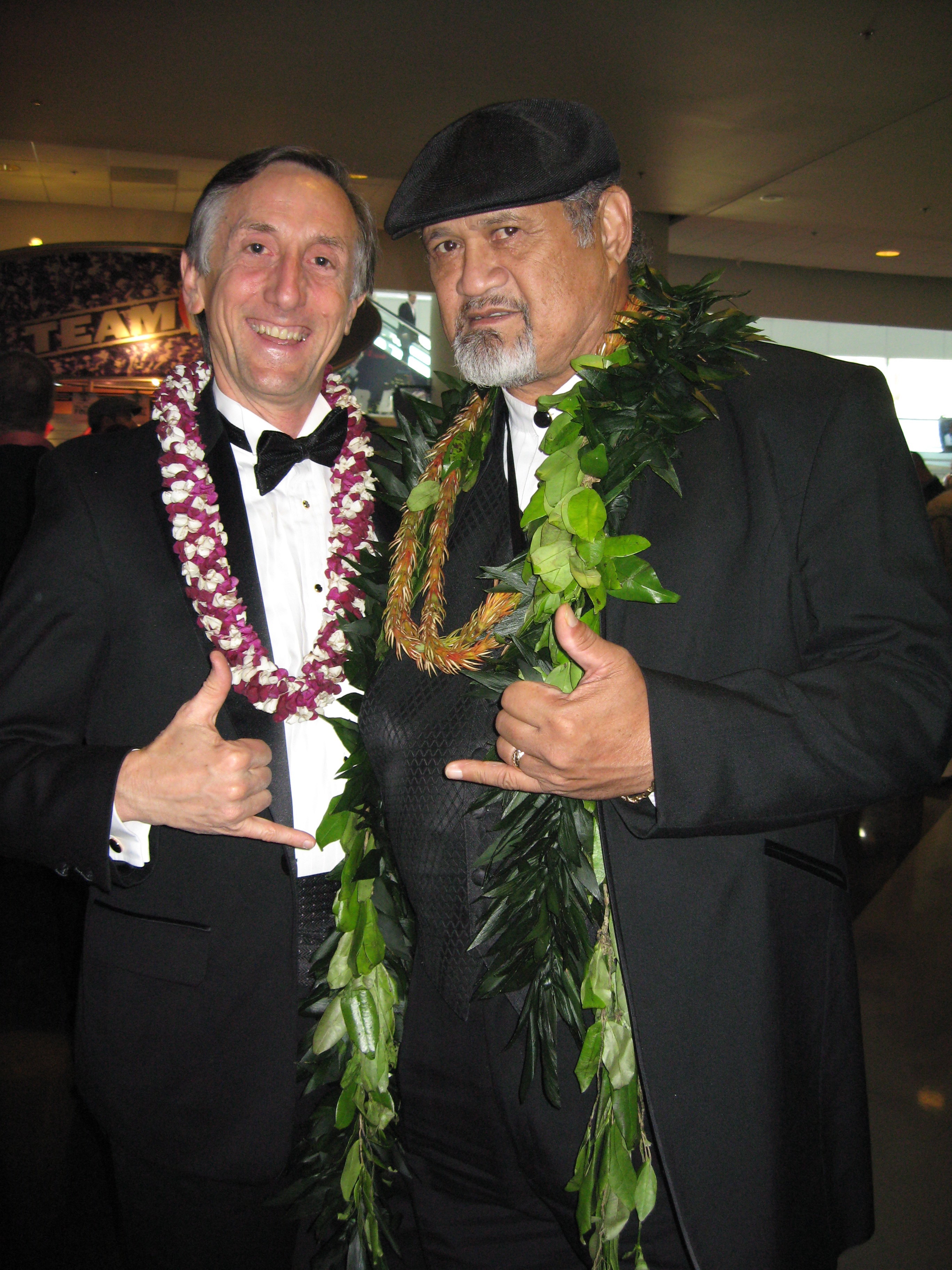 Grammy Winner Cyril Pahinui and Producer Kit Thomas at the 2008 Grammy Awards