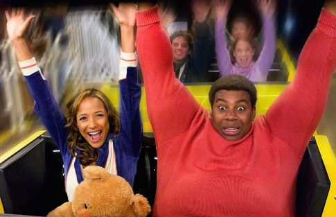 Fat Albert (Kenan Thompson) discovers love in the real world, with Lauri (Dania Ramirez).