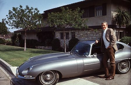 MARSHALL THOMPSON AT HIS HOME IN LOS ANGELES WITH HIS 1968 JAGUAR XKE 4.2 2+2 / 1969