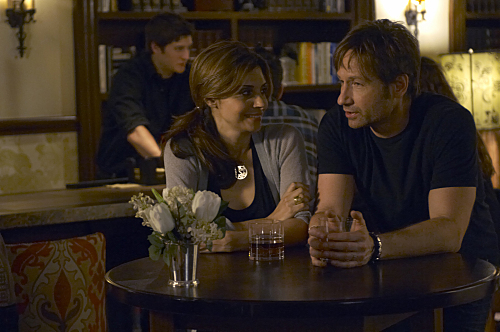 Still of David Duchovny and Callie Thorne in Nuodemingoji Kalifornija (2007)