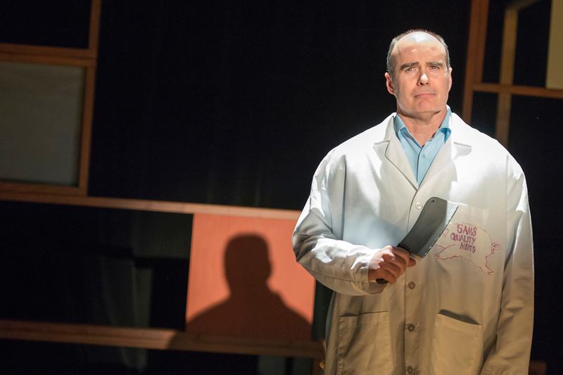 Mike Timoney as Sam the Butcher in THE BARDY BUNCH Theater at St. Clement NYC 2014