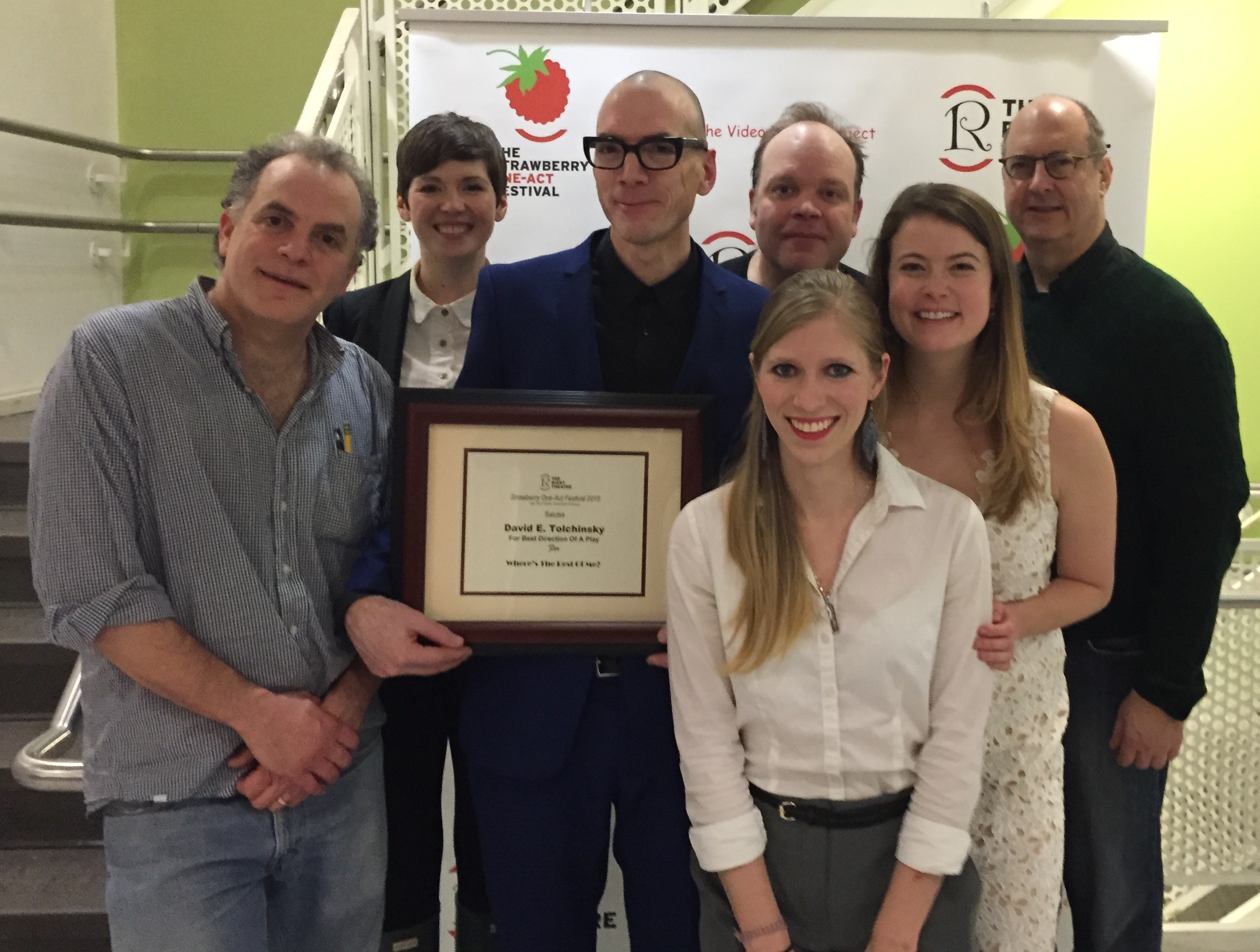 David E. Tolchinsky receives award for Best Director (with some of the cast and crew of Where's the Rest of Me?)