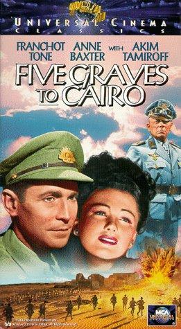 Anne Baxter, Erich von Stroheim and Franchot Tone in Five Graves to Cairo (1943)