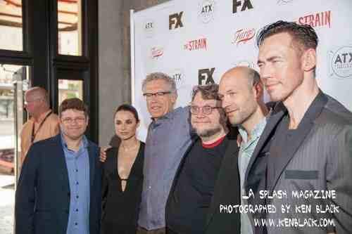 Sean Astin, Mia Maestro, Carleton Cuse, Guillermo Del Torro, Corey Stoll, and Kevin Durand at the red carpet screening for 
