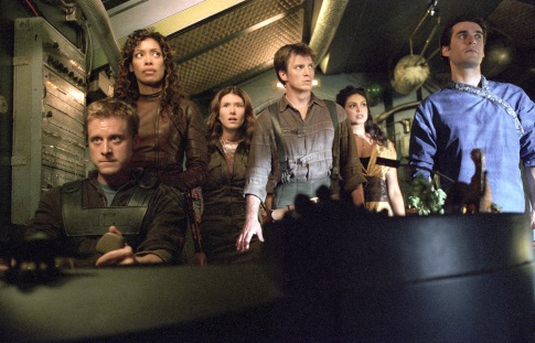 Still of Nathan Fillion, Jewel Staite, Gina Torres, Alan Tudyk and Morena Baccarin in Serenity (2005)