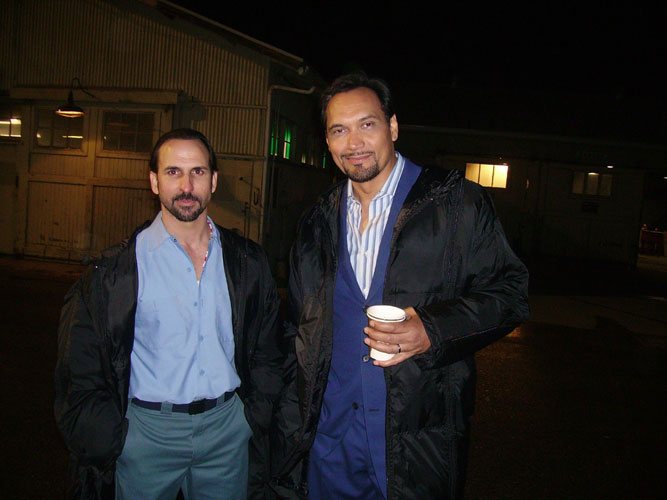 with Jimmy Smits on the set of Cane
