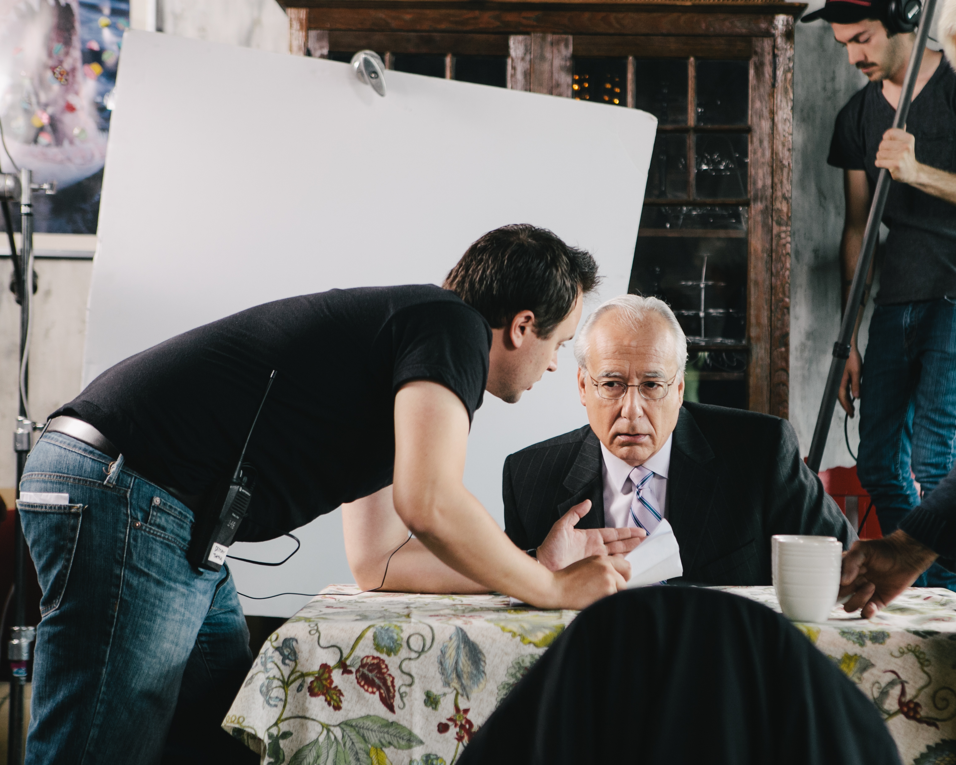 Director Thomas Torrey with co-star Roger Durrett on the set of Old Henry.