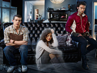 Still of Russell Tovey, Lenora Crichlow and Aidan Turner in Being Human (2008)