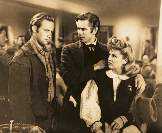Still of William Holden, Glenn Ford and Claire Trevor in Texas (1941)