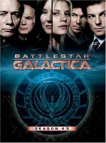 Mary McDonnell, Edward James Olmos, Jamie Bamber, Michael Hogan, Katee Sackhoff and Michael Trucco in Battlestar Galactica (2004)