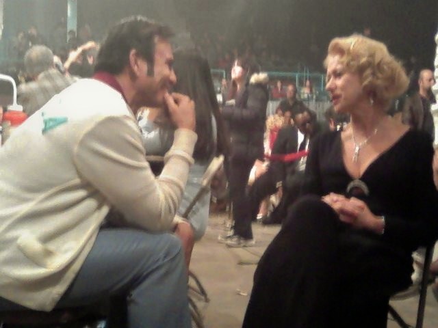 Raoul trujillo and Helen Mirren on the set of Love Ranch