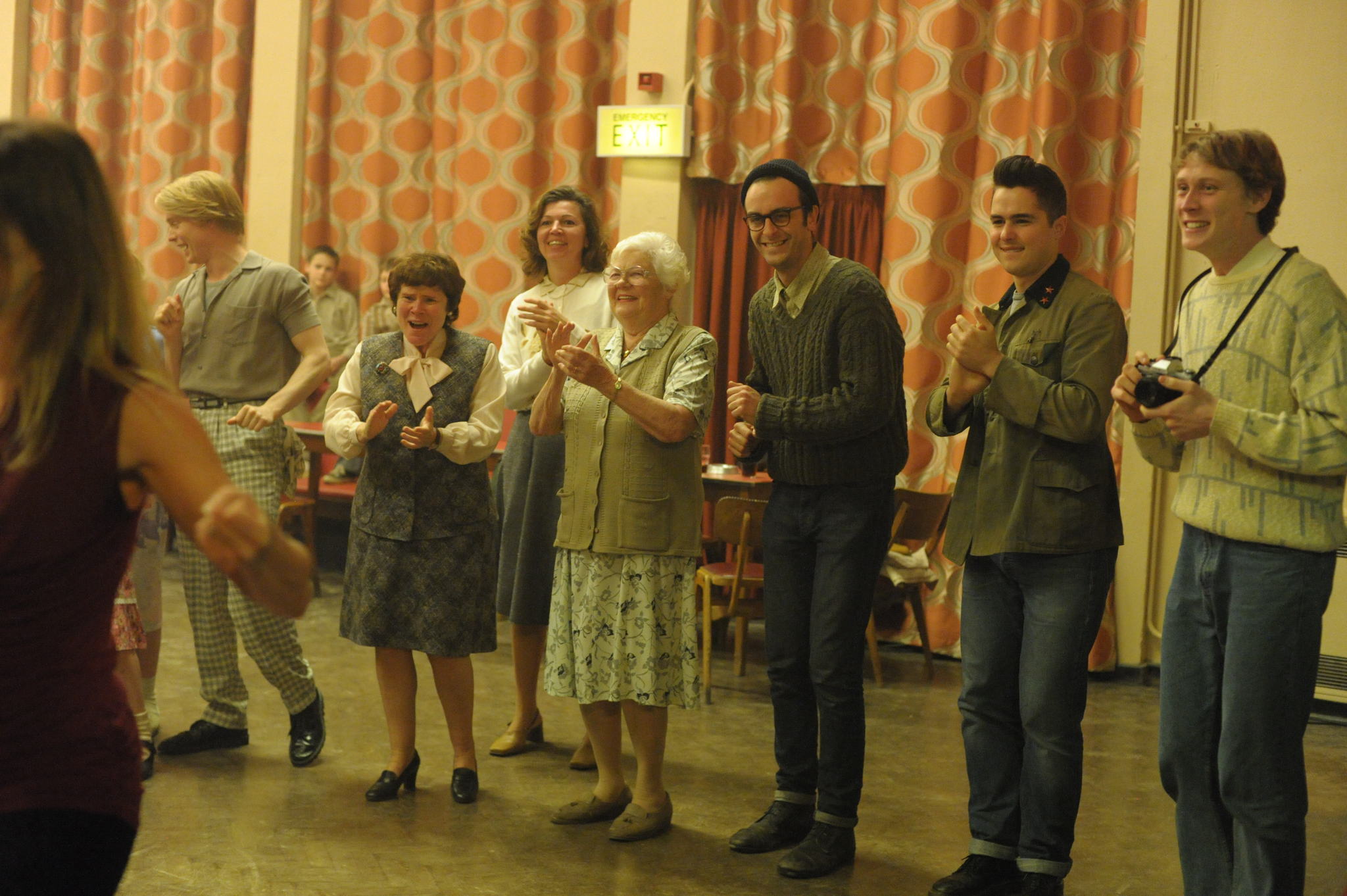 Still of Imelda Staunton, Joseph Gilgun, Menna Trussler, George MacKay and Ben Schnetzer in Pride (2014)