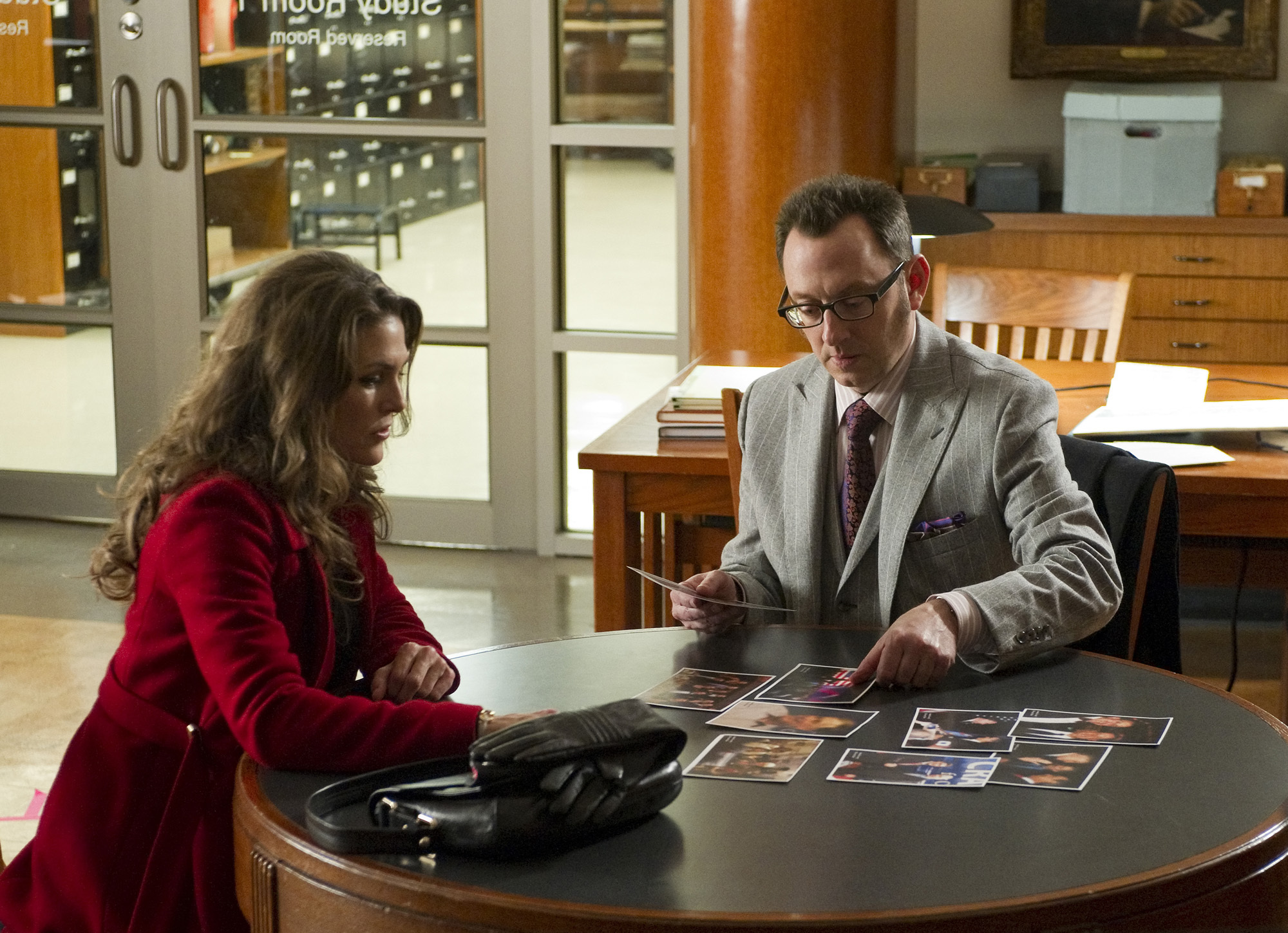 Still of Michael Emerson and Paige Turco in Person of Interest (2011)