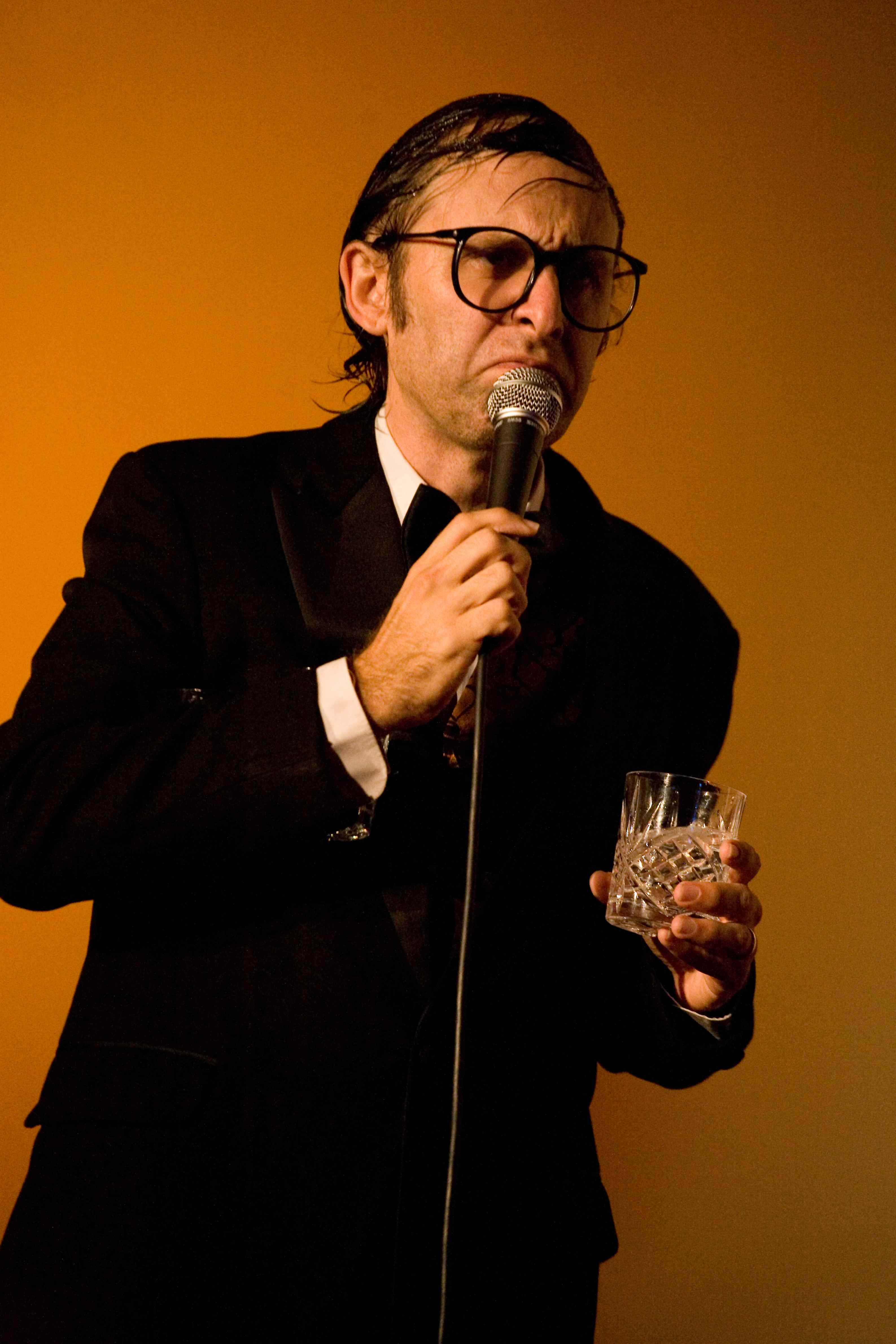Gregg Turkington as Neil Hamburger performing at the Hollywood Forever Cemetery in Los Angeles, California.