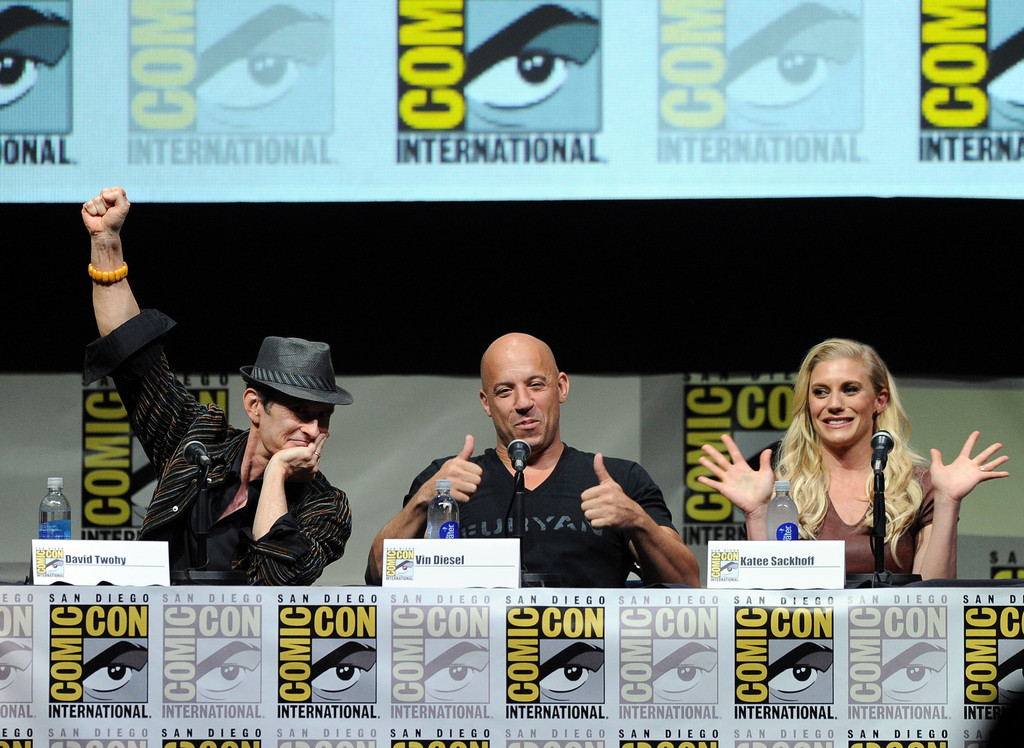 David Twohy, Vin Diesel, Katee Sackhoff at Comic-Con 2013