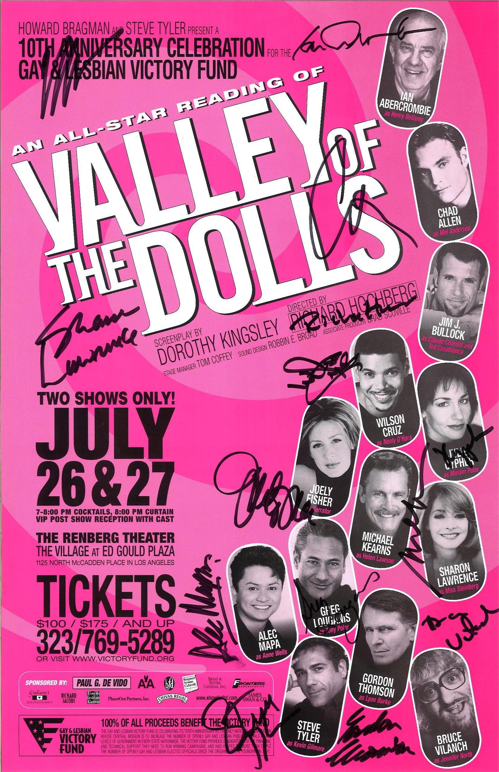 VALLEY OF THE DOLLS-Ian Abercrombie, Gordon Thomson, Steve Tyler, Sharon Lawrence, Joely Fisher, Julie Cypher, Greg Louganis, Wilson Cruz, Bruce Vilanch, Chad Allen, Jim J Bullock, Alec Mapa