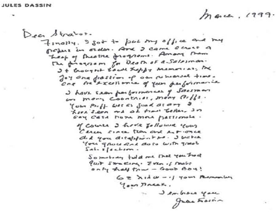 DASSIN JULES recommentation letter for Stratos Tzortzoglou