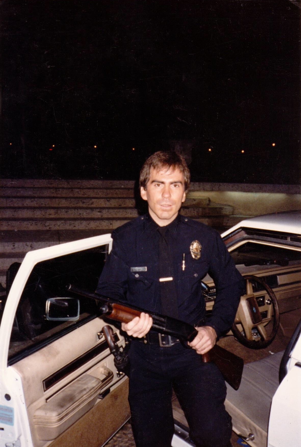 Officer Conklin on set of Dragnet (1987)